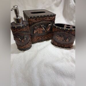 Western Horse Bathroom Accessories Set (3 piece)
